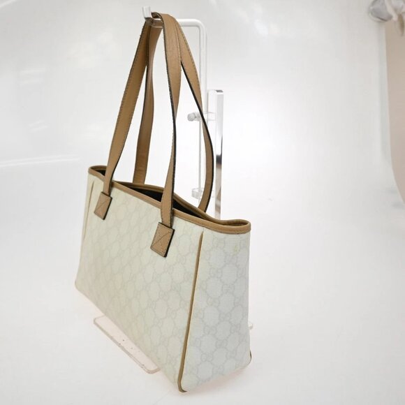 GUCCI Logo GG Shoulder Tote Bag PVC Leather White GHW Italy - Picture 4 of 16